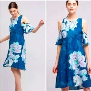 Anthropologie MAEVE Elia Cold Shoulder Dress Women's Size 0P Floral Tropical